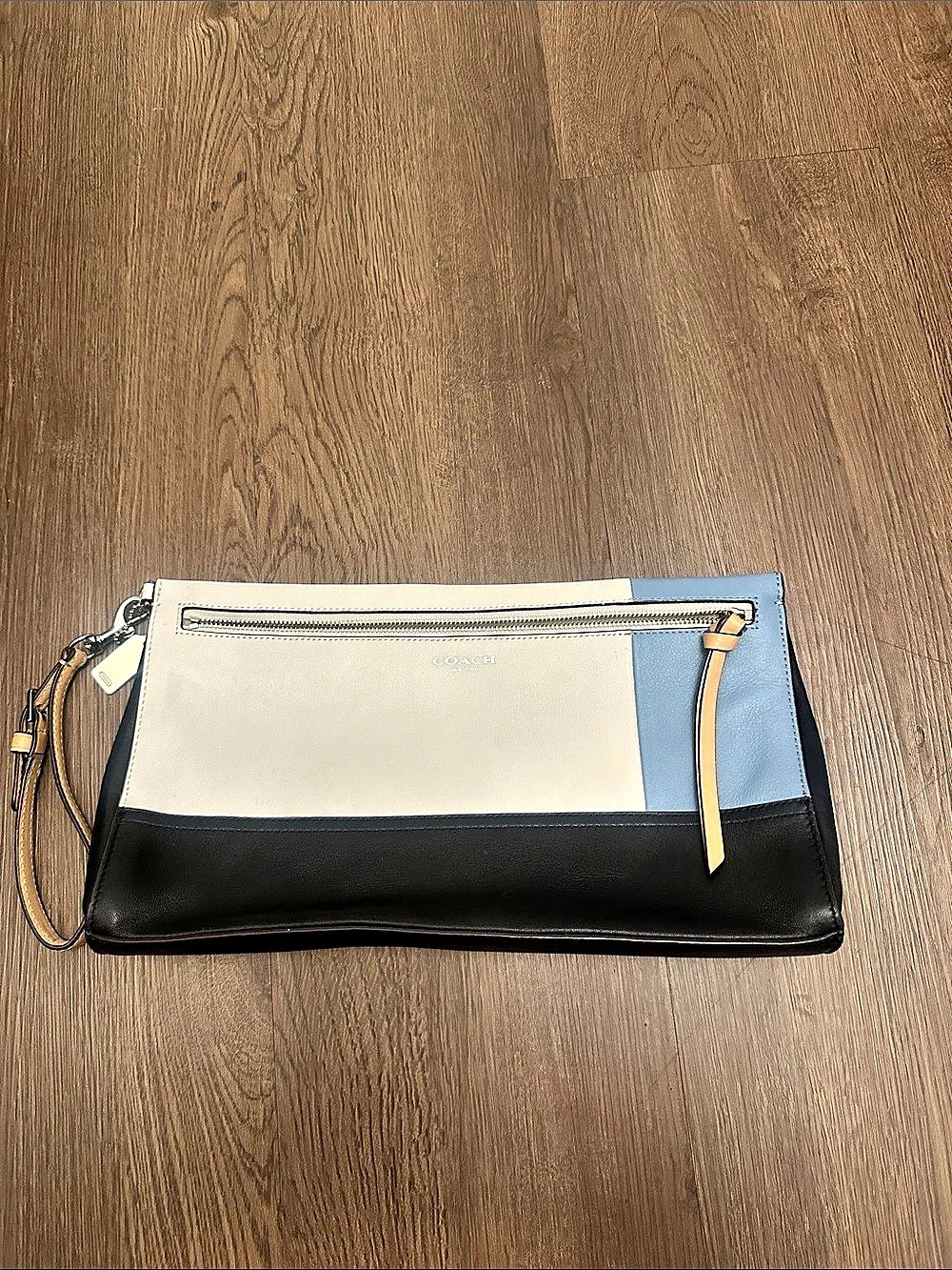 Coach Colorblock Wristlet Clutch in Black & Blue